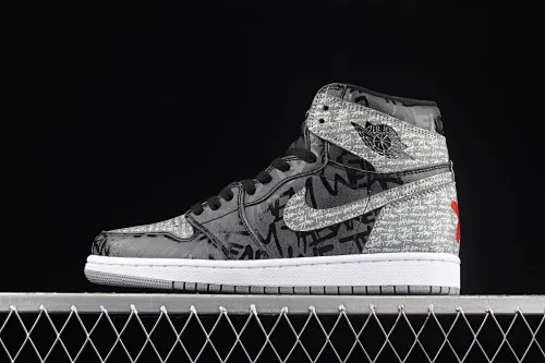 All categories Air Jordan Jordan series basketball shoes Air Jordan 1 High Air Jordan 1 High OG "Rebellionaire" AJ1 Joe 1 black and gray banned "Rebelionaire" high-top basketball shoes 555088-036